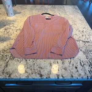 CAbi Red and White Striped Blouse